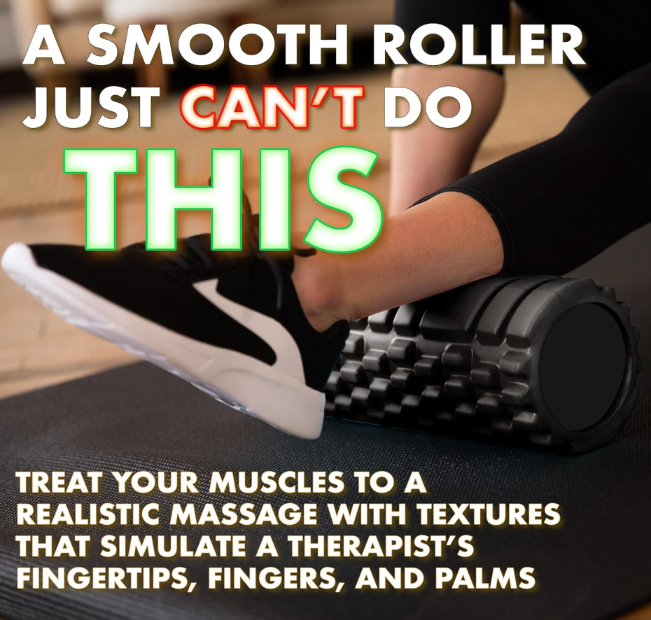 Portable Shayoda foam roller inside gym bag – perfect for on-the-go fitness and recovery routines