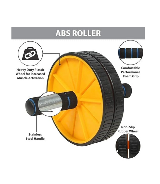 Male athlete performing ab rollout exercise using Shayoda ab roller to strengthen core and improve balance