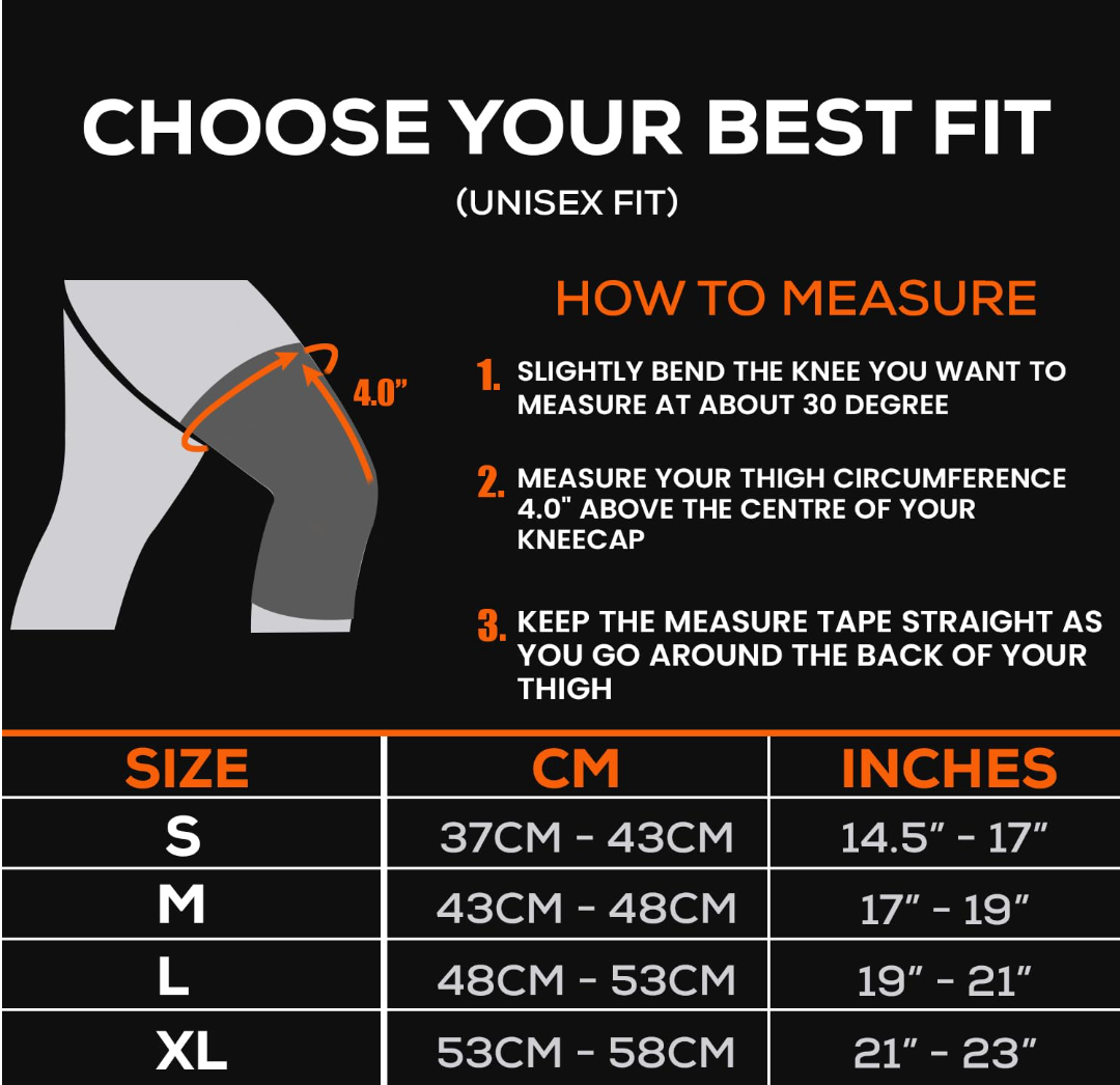 knee cap for fitness size chart by bornbull